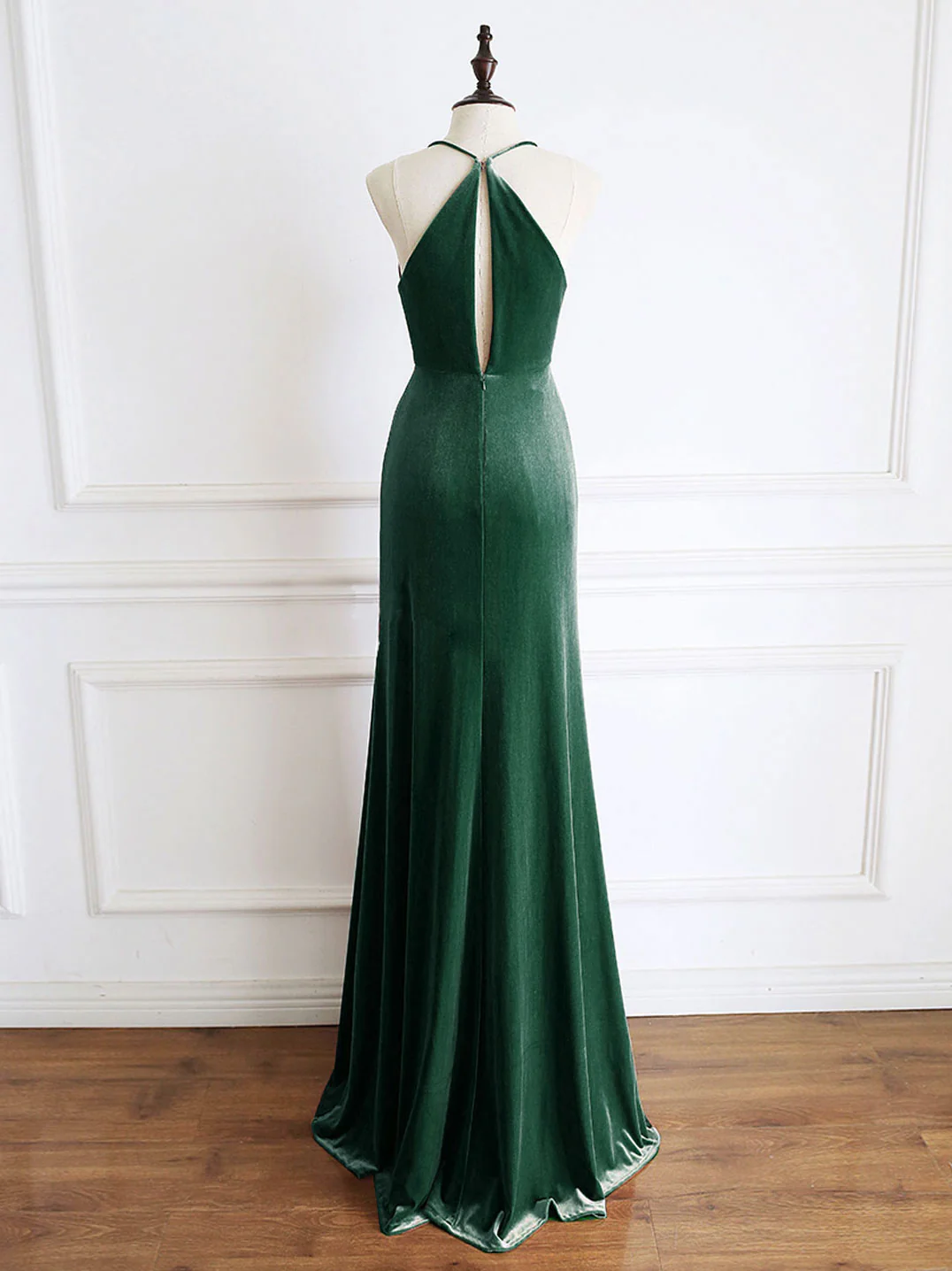 Green Mermaid Velvet Long Prom Dress Formal Evening Dress DP523