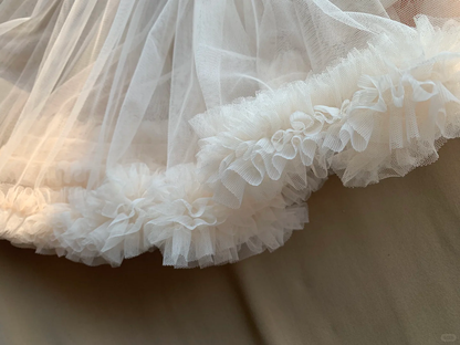 Ivory A Line Strapless Bow Tulle Short Prom Dress Homecoming Dress DP5451