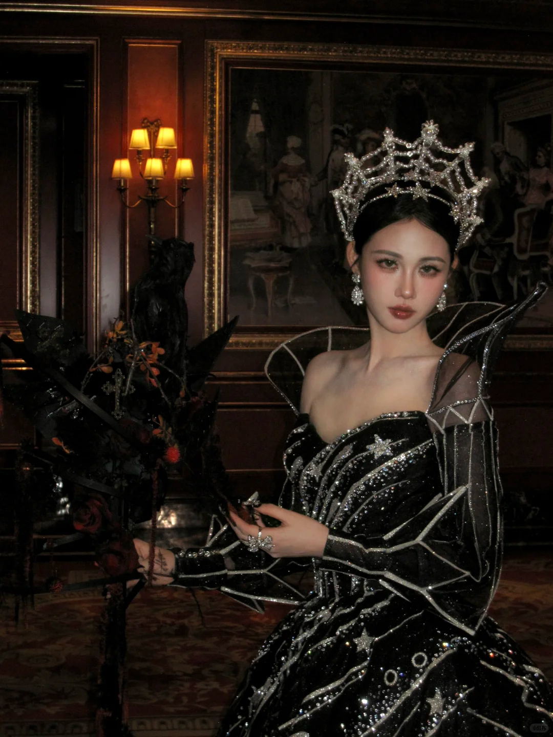 Luxurious Black Ball Gown Long Sleeve Shiny Sequin Long Prom Dress Evening Dress DP5381