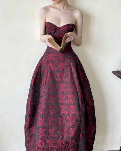 Burgundy Rose A Line Sweetheart Neck Satin Long Prom Dress Party Dress Outfits DP4530