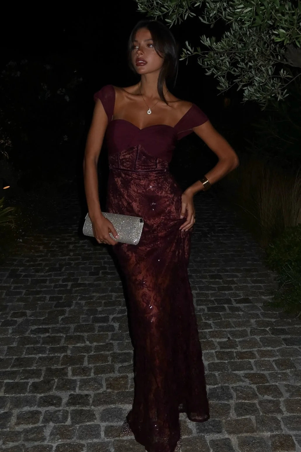 Chic Mermaid Sweetheart Dark Burgundy Long Prom Dress with Lace DP7453