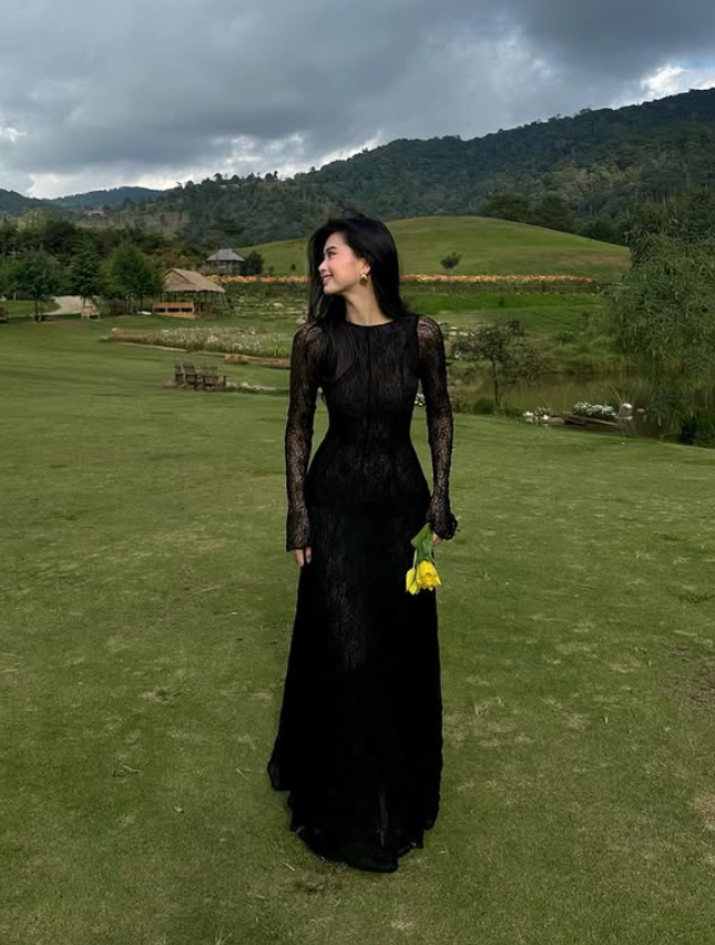 Sexy Black A Line Long Sleeve Lace Long Prom Dress Evening Dress DP3967