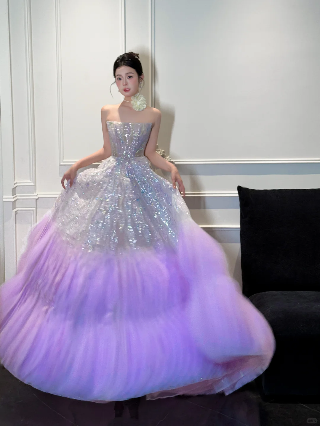 Stunning Ball Strapless Sequin Purple Tulle Long Prom Dress Party Dress DP4291