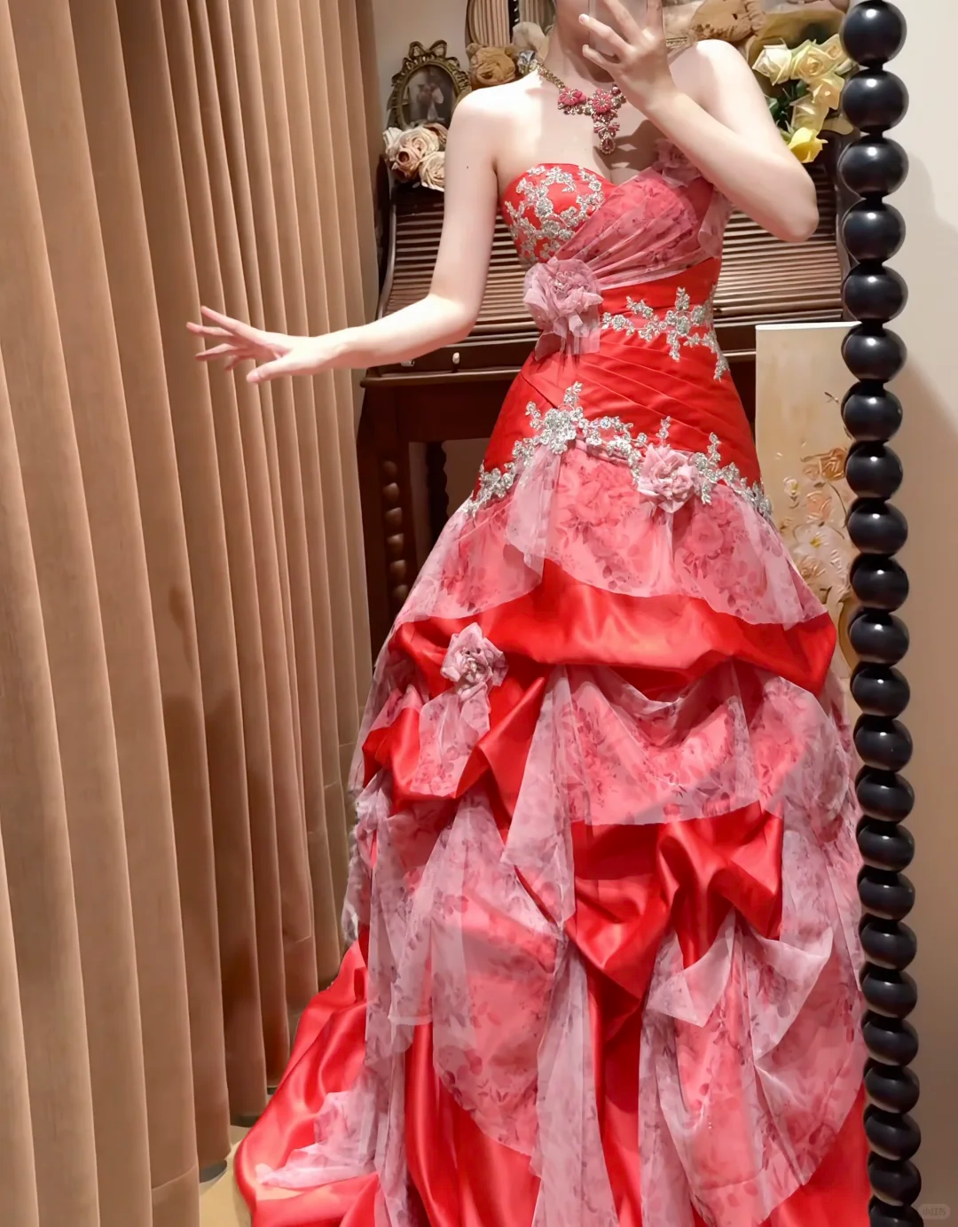 Glamorous A Line Sweetheart Neck Appliques Satin Tulle Prom Dress Evening Dress DP8251