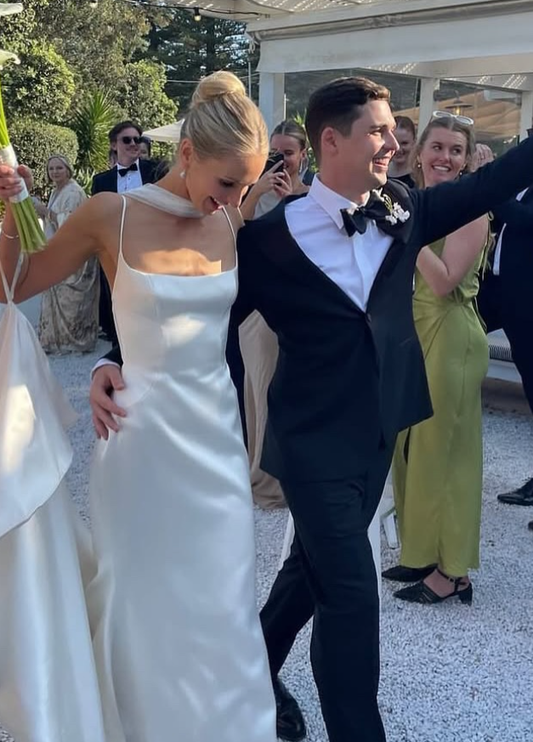 Stunning Mermaid Spaghetti Strap White Satin Open Back Wedding Dresses DP4347