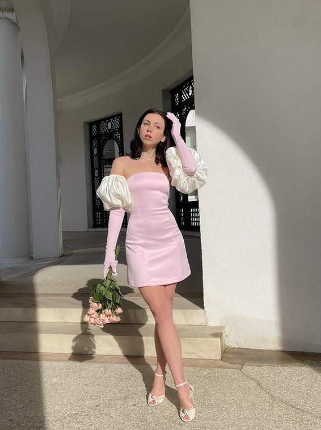 Simple Pink Sheath Strapless Satin Short Cute Homecoming Dress DP4444