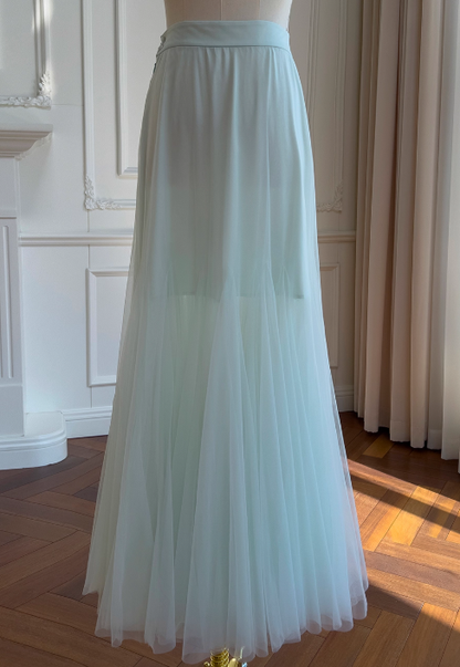 Stunning Green Two Piece A Line Beaded Tulle Chiffon Prom Dress Wedding Guest Dress DP4488