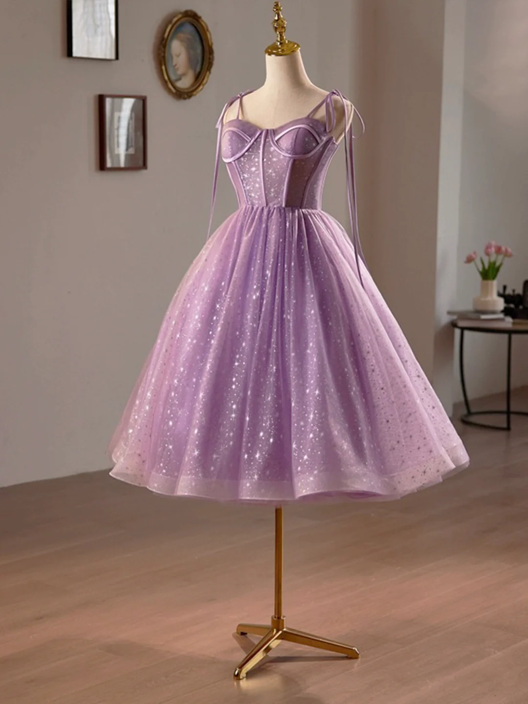 Purple Tulle Homecoming Dress Lovely Short Evening Prom Dress DP314