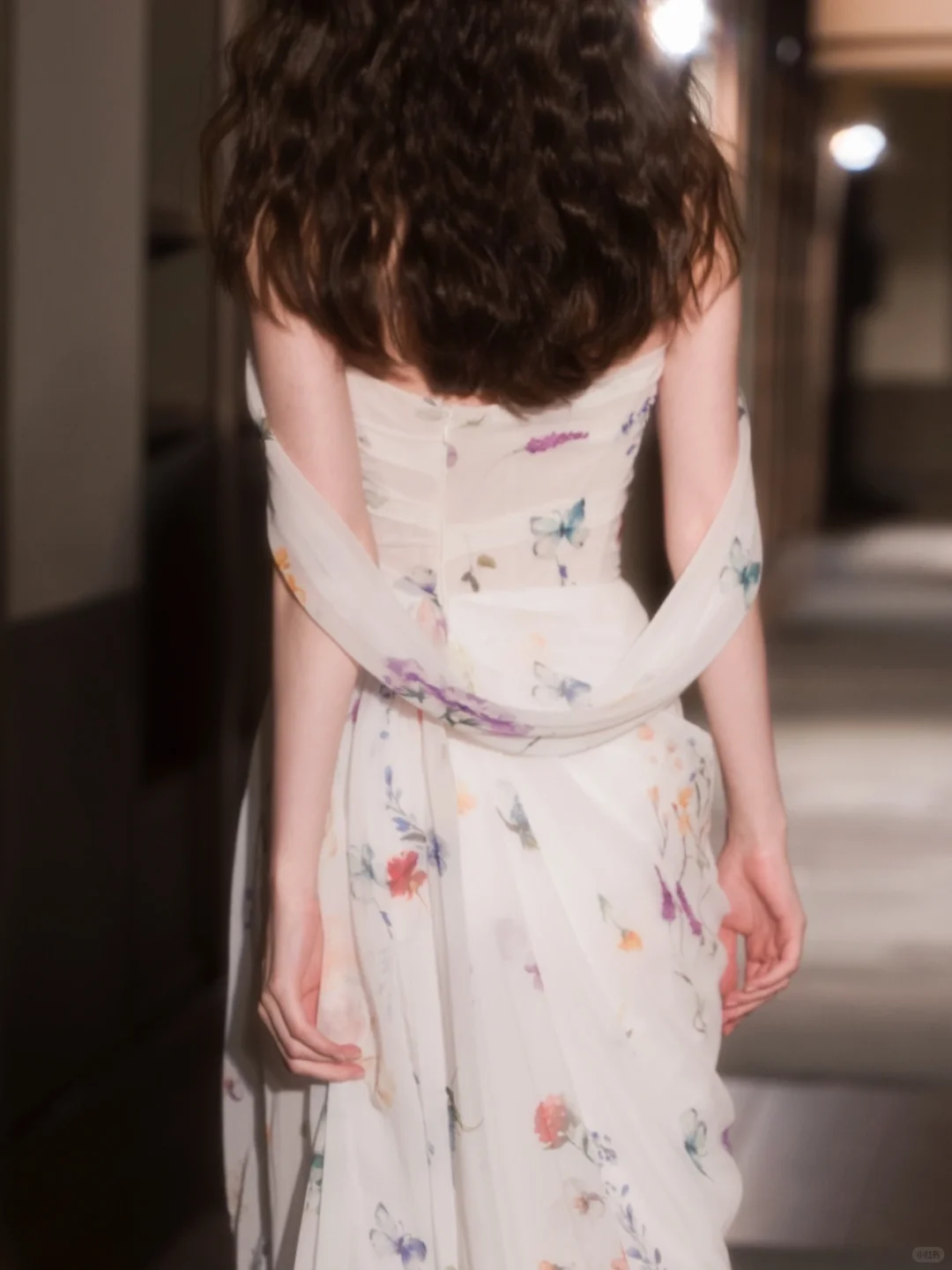 Gentle A Line Off the Shoulder Print Flower Chiffon Prom Dress Evening Dress DP2796