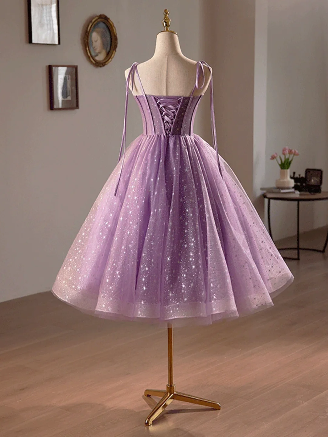 Purple Tulle Homecoming Dress Lovely Short Evening Prom Dress DP314