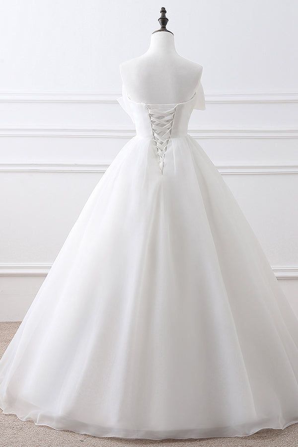 Beautiful Strapless Bowknot White Wedding Dress Princess Ball Gown DP469