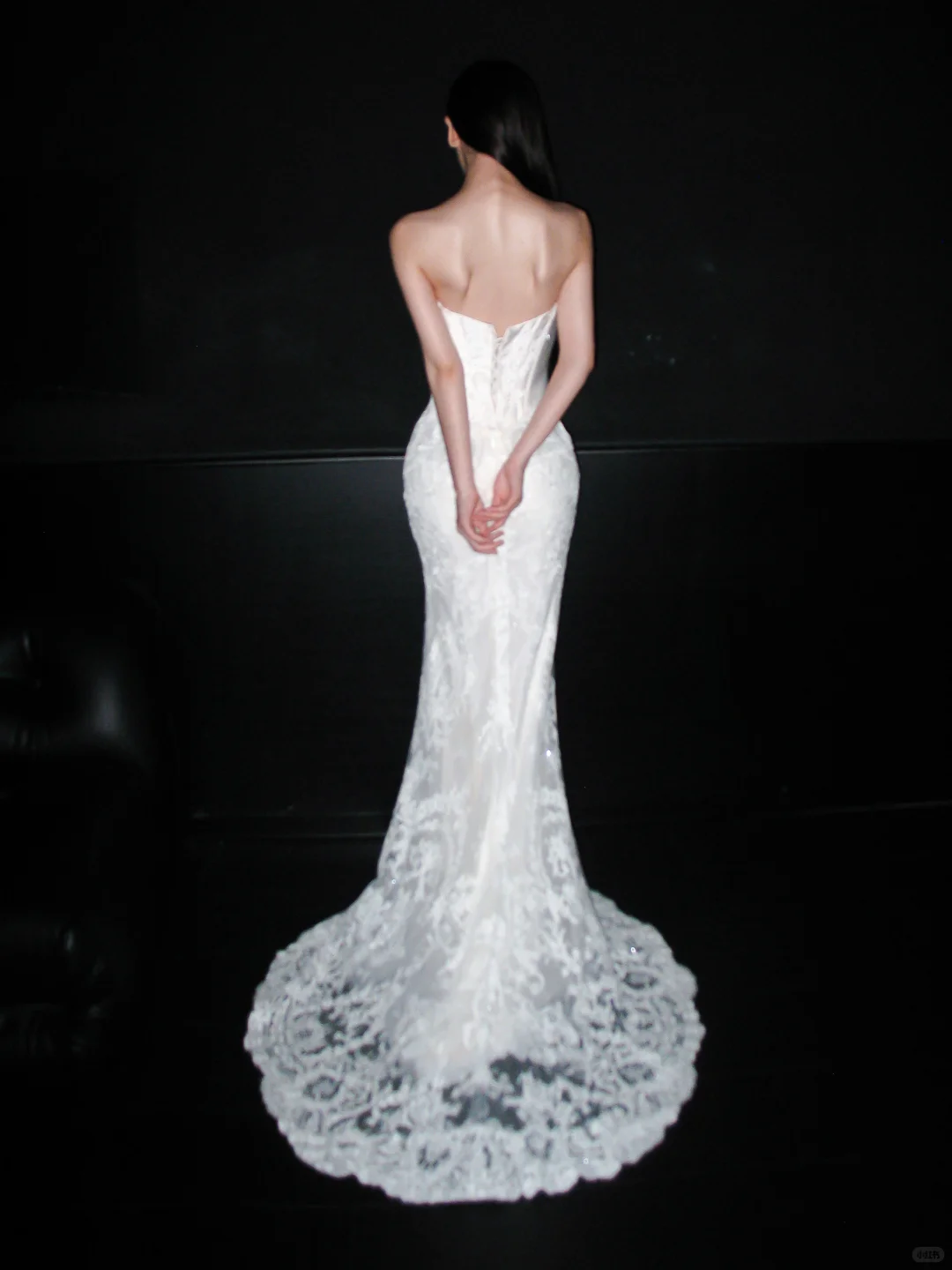 Glamorous Mermaid Strapless Corset White Beaded Sequin Lace Long Wedding Dress DP8119