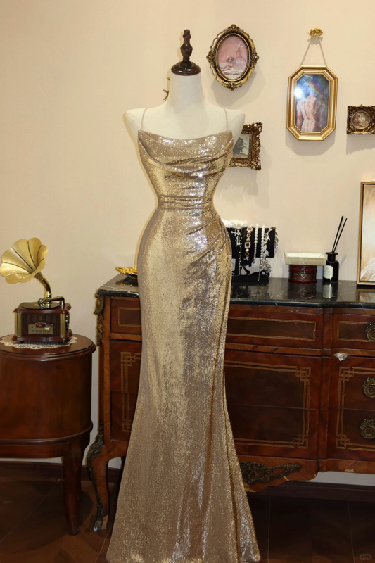Shiny Mermaid Spaghetti Strap Sequin Prom Dress 16th Birthday Dress DP3913