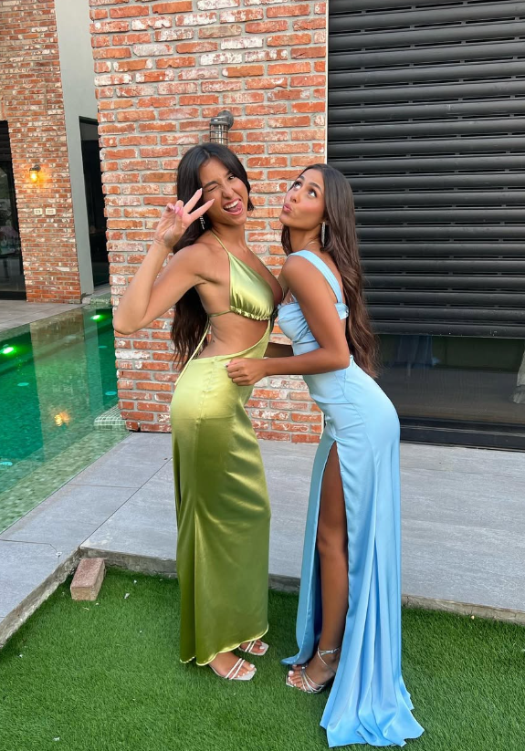 Blue Sheath Corset Satin Long Prom Dress Evening Dress with Slit DP1033