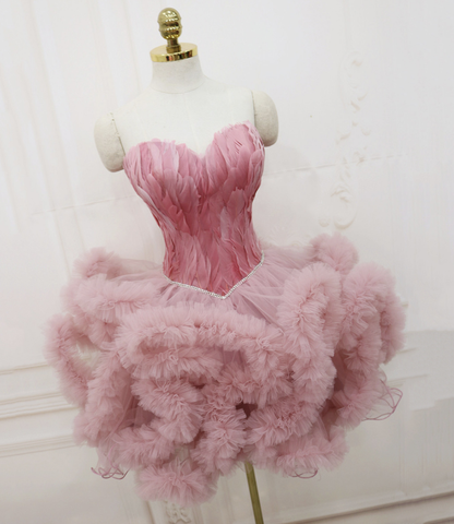 Pink Tulle Short Homecoming Dress Cocktail Dress DP353