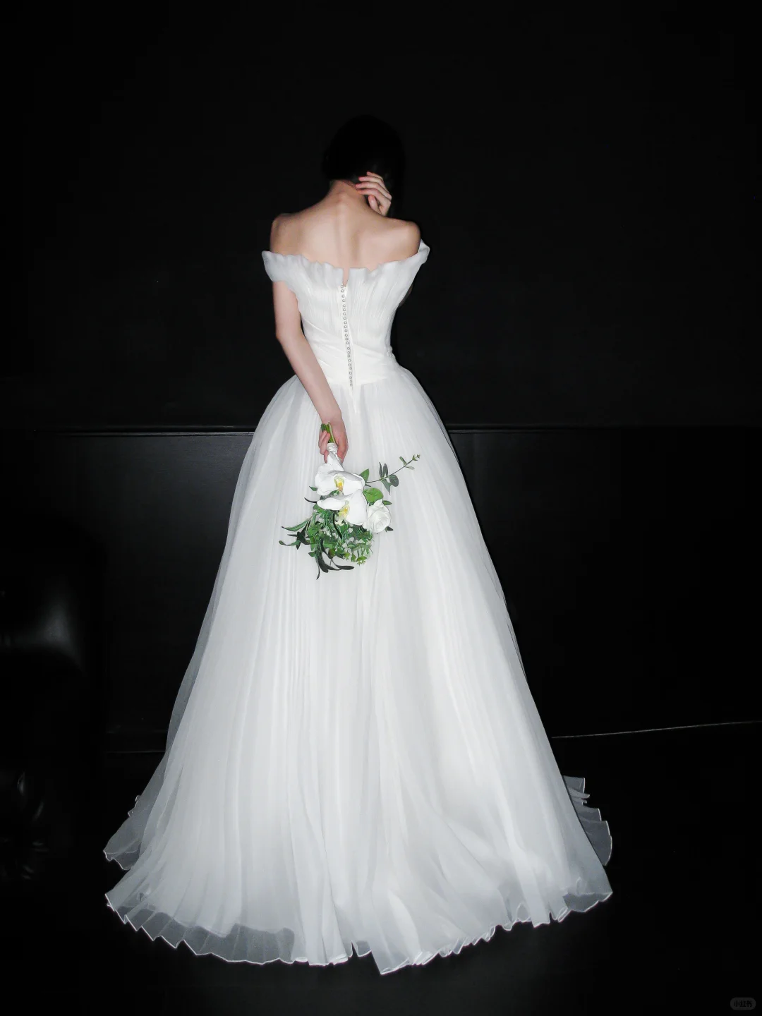Dreamy Flowy Ball Gown Off the Shoulder White Tulle Long Wedding Dress DP6362