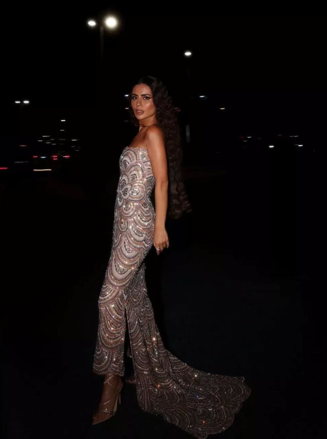 Gorgeous Sheath Strapless Beaded Sequin Long Sweep Prom Dress Evening Dress DP1843