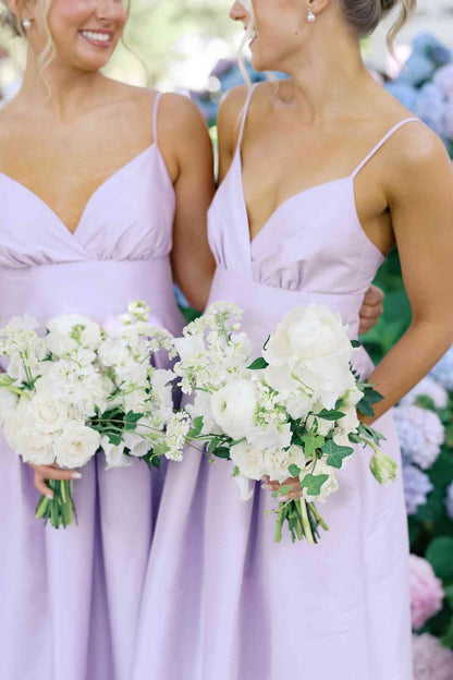 V-neck Lilac Ruched A-line Bridesmaid Dress DP5874