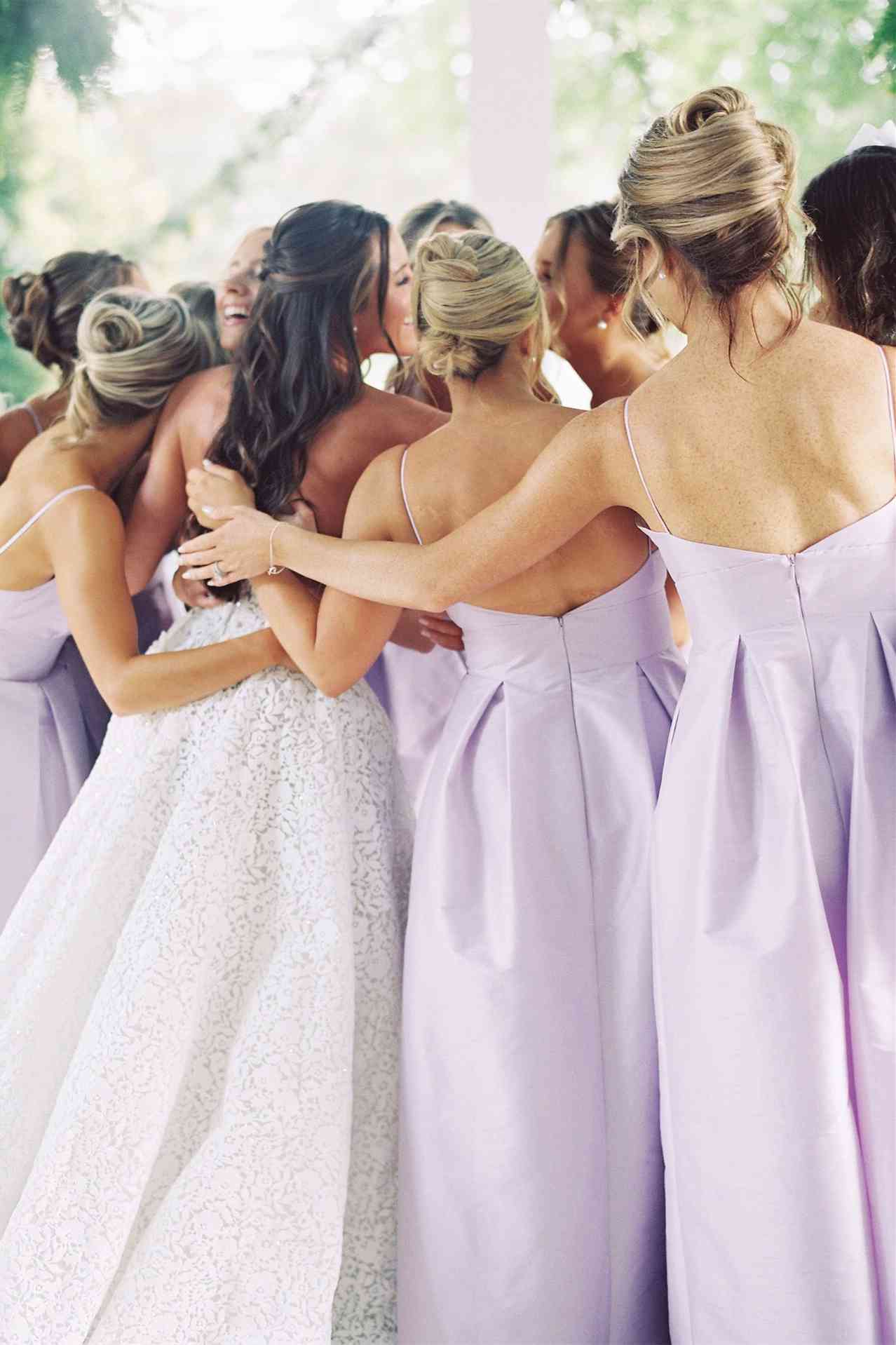 V-neck Lilac Ruched A-line Bridesmaid Dress DP5874