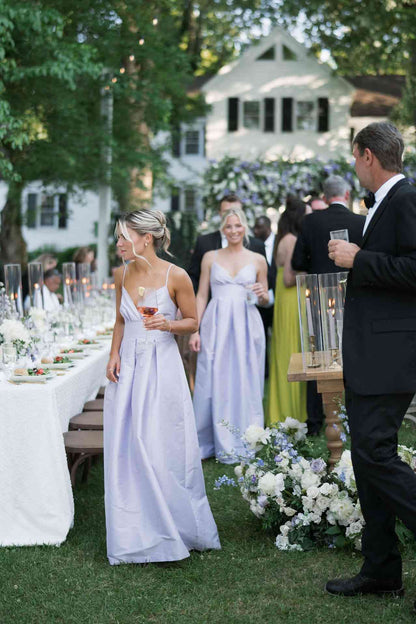 V-neck Lilac Ruched A-line Bridesmaid Dress DP5874