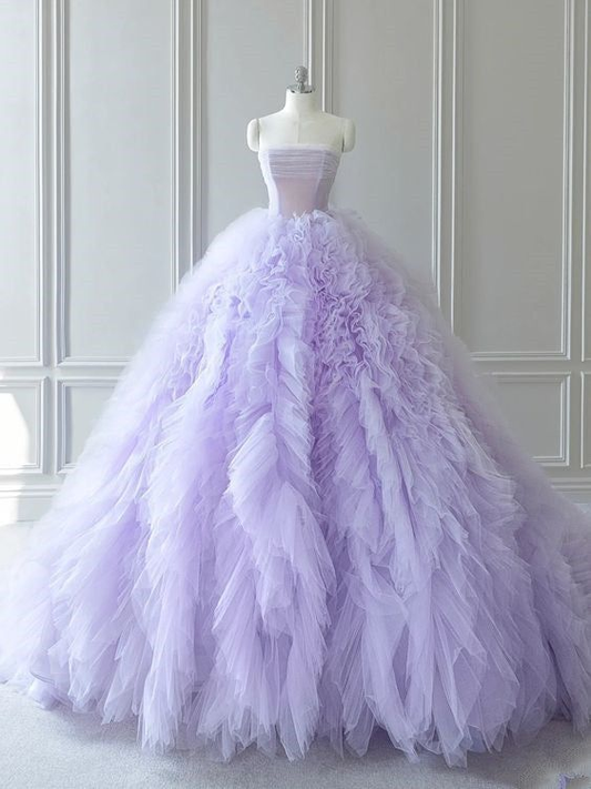 Strapless Lilac Tulle Sweet 16 Dress Ball Gown DP348