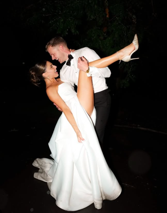 Pretty Ball Gown Strapless White Satin Long Sweep Wedding Dress with Slit DP1649