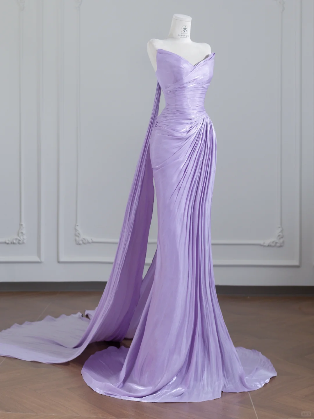 Purple Mermaid Sweetheart Neck Pleated Satin Long Prom Dress Party Dress DP3873