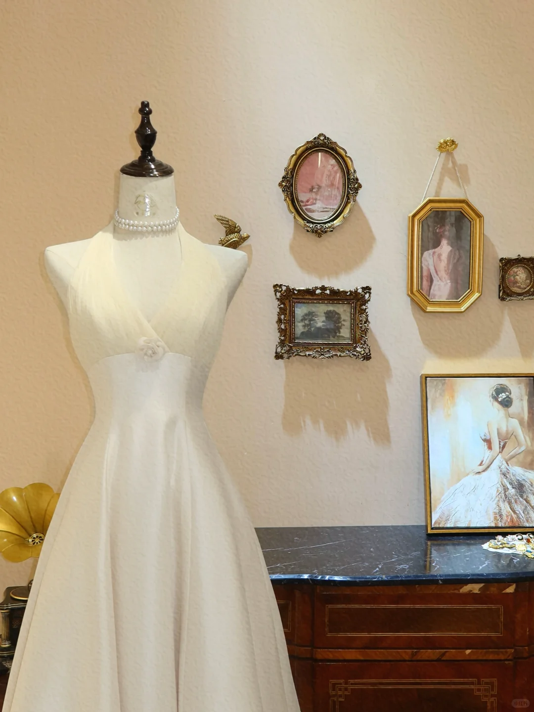 Elegant A Line Halter Ivory Satin Long Prom Dress Wedding Dress DP6990