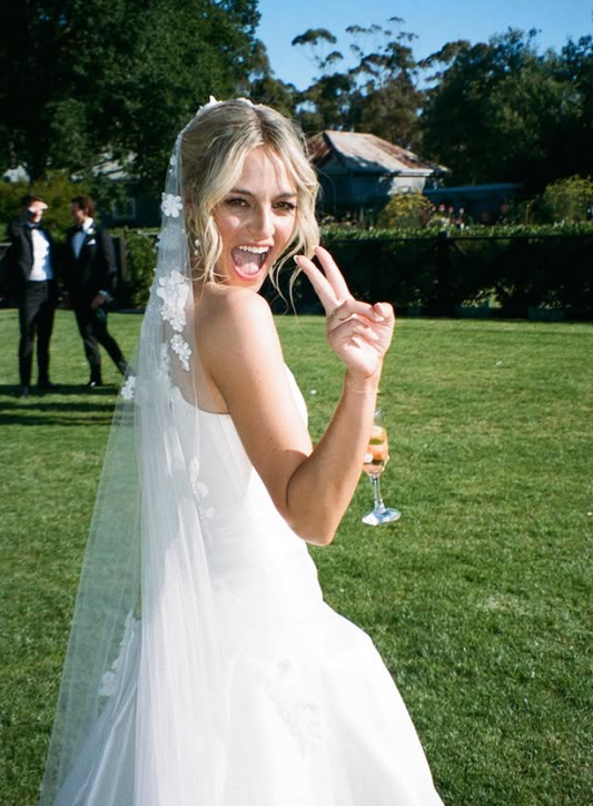 Simple A Line Strapless White Pelated Satin Wedding Dress with Slit DP5295