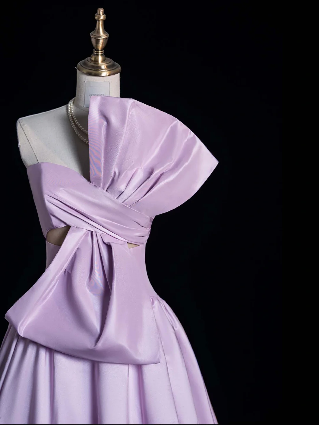 Cute A Line Strapless Lilac Bow Satin Party Dress Prom Graduation Prom Dress DP1986