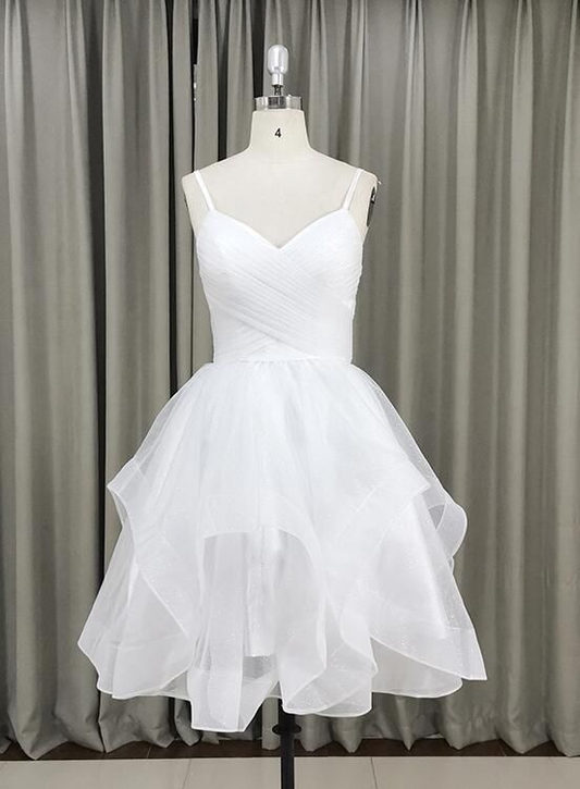 Lovely White Irregular Tulle Short Party Dress Homecoming Dress DP475
