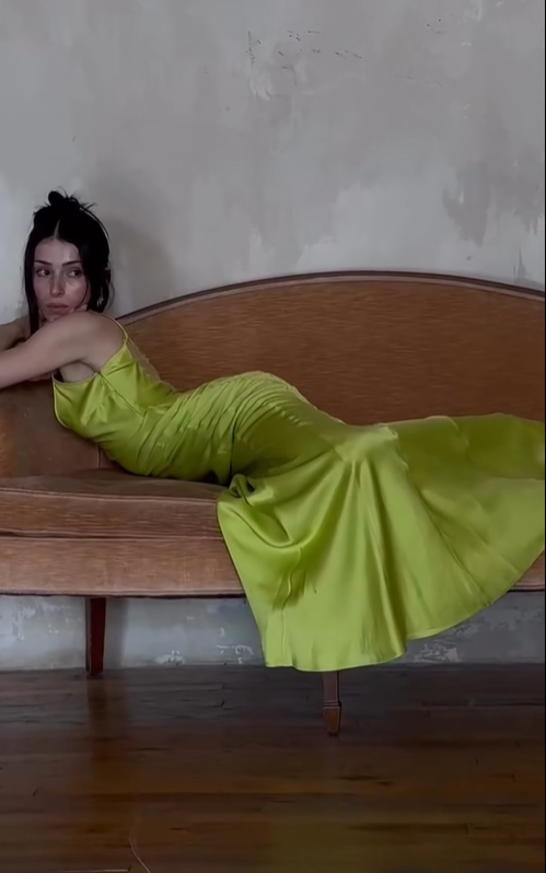 Sexy Green Sheath Spaghetti Strap Simple Satin Prom Dress Evening Dress DP4776