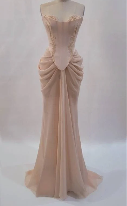 Pink Chiffon Mermaid Wedding Gown Dress Formal Prom Dress DP235