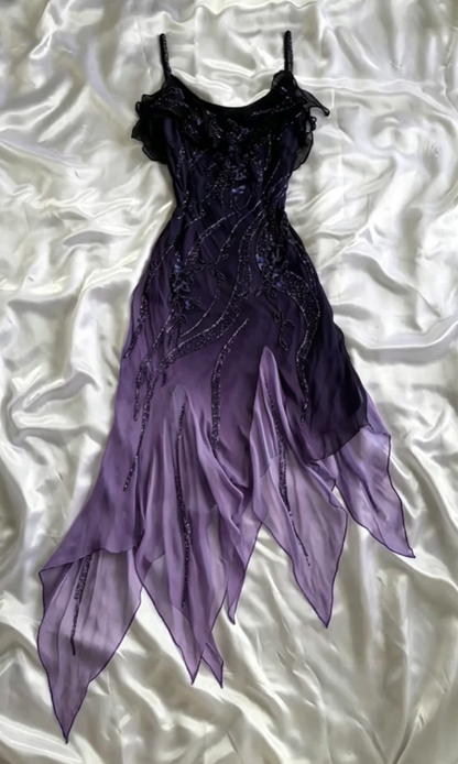 Sparkly Navy Blue Chiffon Beaded Long Prom Dress Formal Party Dress DP658