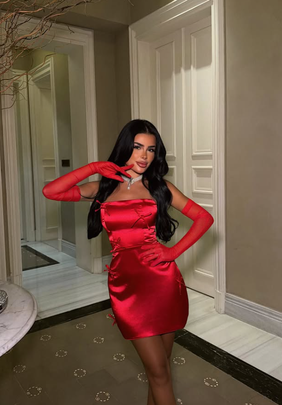 Cute Red Bow Knot Sheath Strapless Satin Short Prom Dress Homecoming Dress DP8183