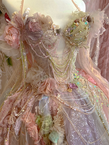 Dreamy Multi-color A Line Halter Floral Lace Tulle Short Homecoming Dress DP3761