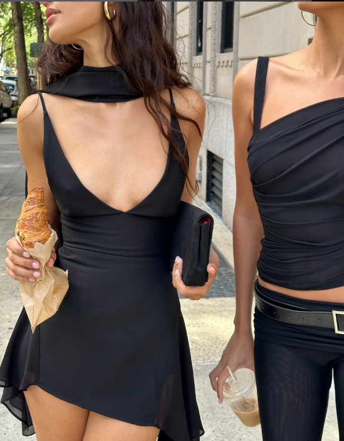 Sexy A Line V Neck Black Chiffon Short Party Dress Evening Dress DP1464