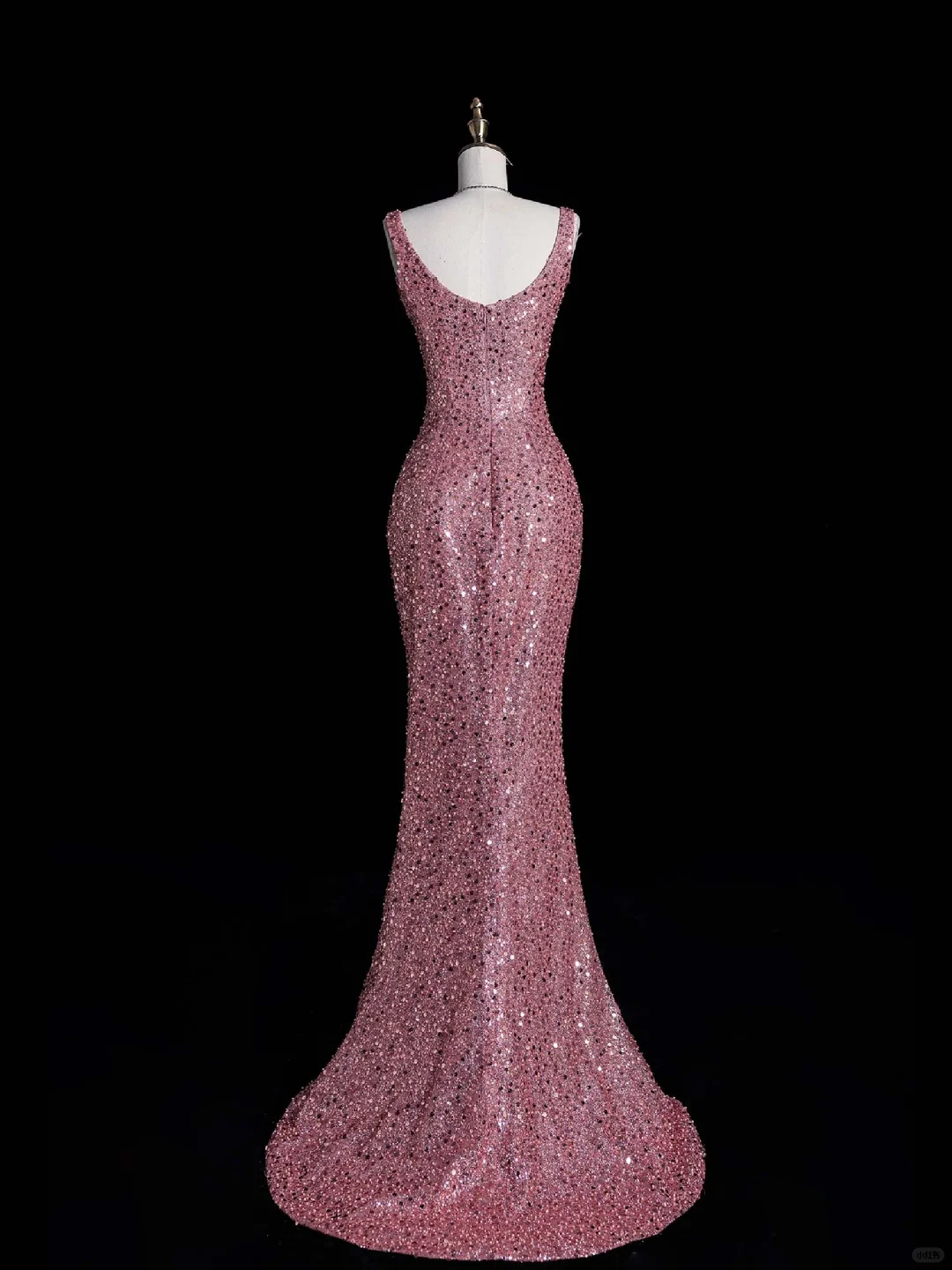 Stunning Mermaid Strap Pink Sequin Long Prom Dress Evening Dress DP2091