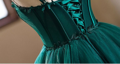 Green Tulle Pleated Short Prom Dress Homecoming Dress DP564