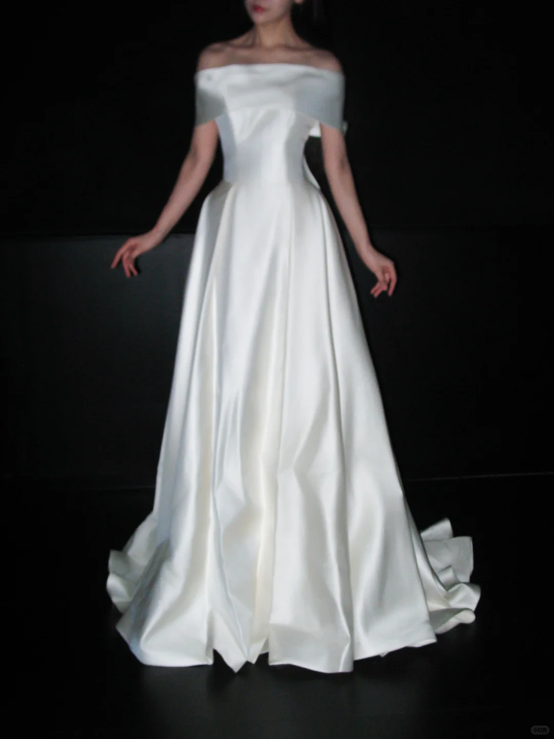 Vintage A Line Off the Shoulder White Simple Satin Long Wedding Dress DP8124