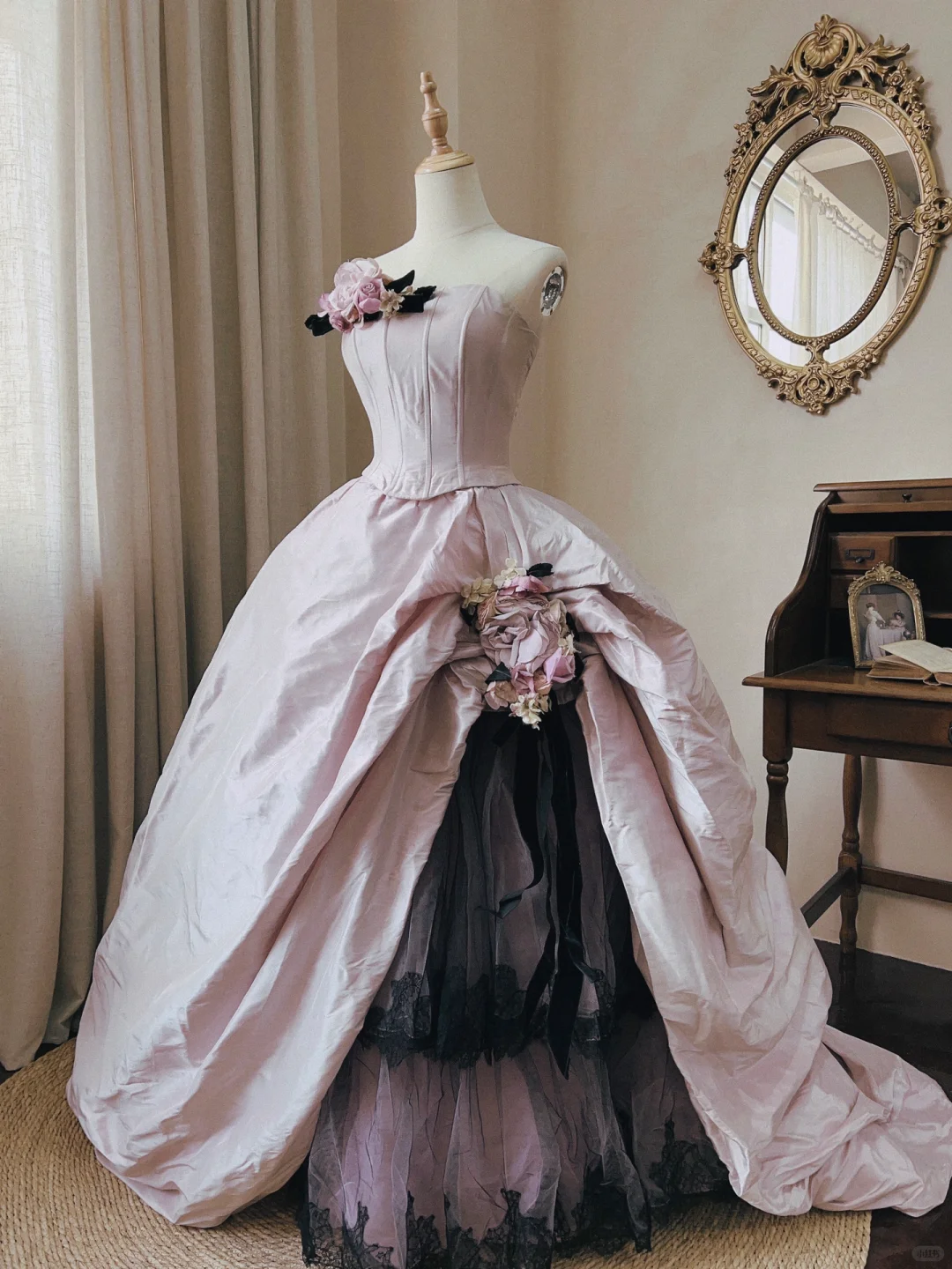 Stunning Light Lilac Ball Gown Floral Satin Prom Dress 16TH Birthday Dress DP5018