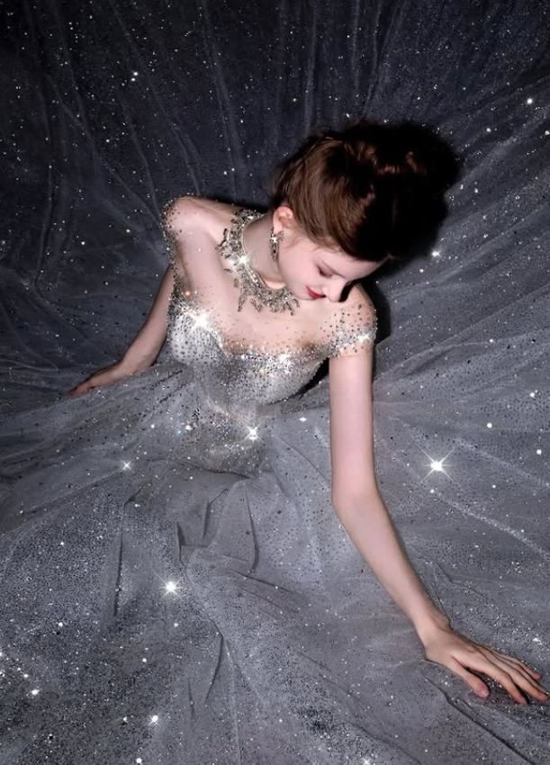 Stunning Shiny Ball Gown Exquisite Beaded White Tulle Long Prom Dress DP4921