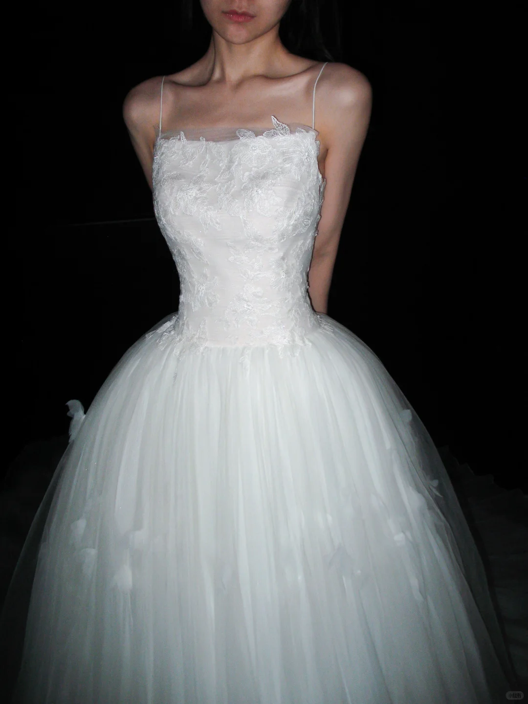 Backless Unique Ball Gown Straps White Lace Applique Tulle Long Wedding Dress DP6382
