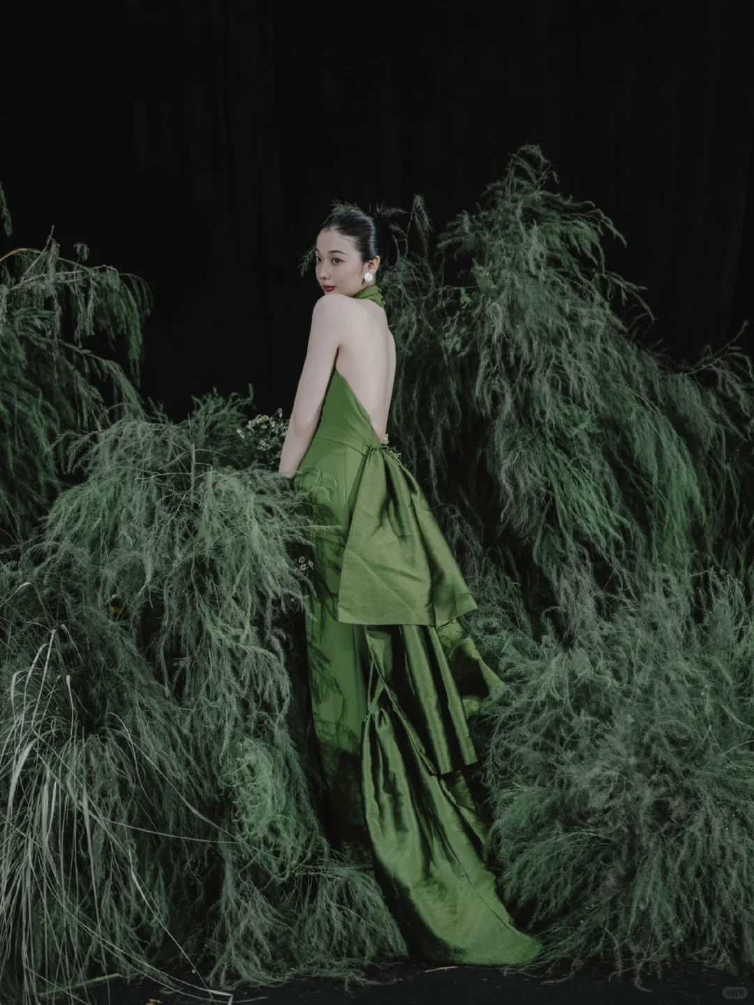 Stunning A Line Halter Green Satin Open Back Long Party Dress Prom Dress DP2535