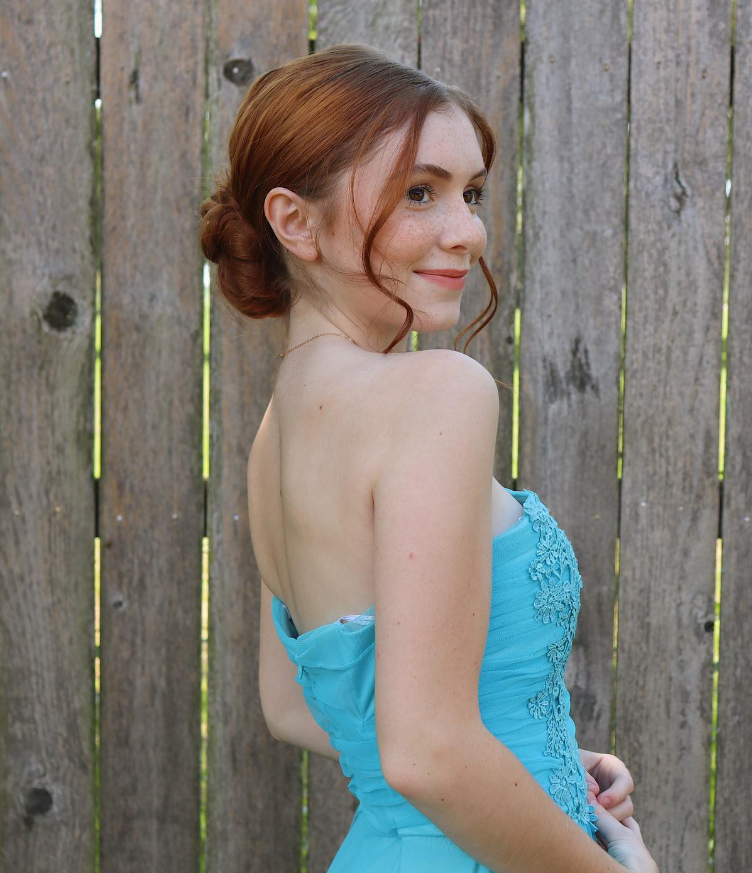Cute A Line Strapless Appliques Blue Tulle Party Dress Evening Dress DP2278