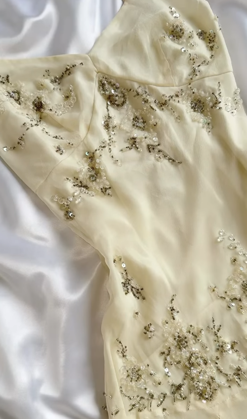 Vintage Pretty A Line Straps Beaded Ivory Ruffle Chiffon Homecoming Dress Outfits DP5132