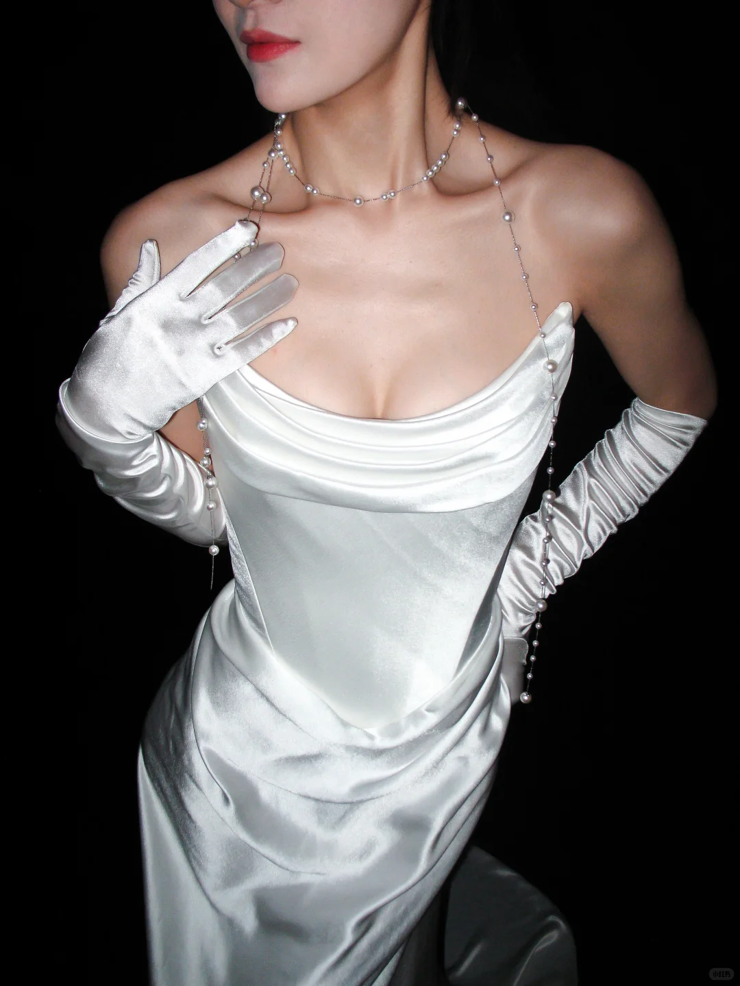 Chic Sheath Strapless White Corset Satin Long Wedding Dress DP8103