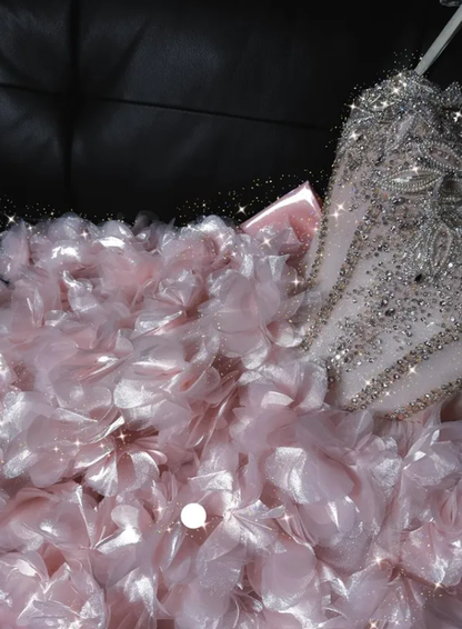 Sweety Pink Bow A Line Sweetheart Neck Exquisite Rhinestone Sequin Satin Short Homecoming Dress DP4640