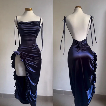 Sexy Ruffles Slit Prom Dress Party Dress DP182