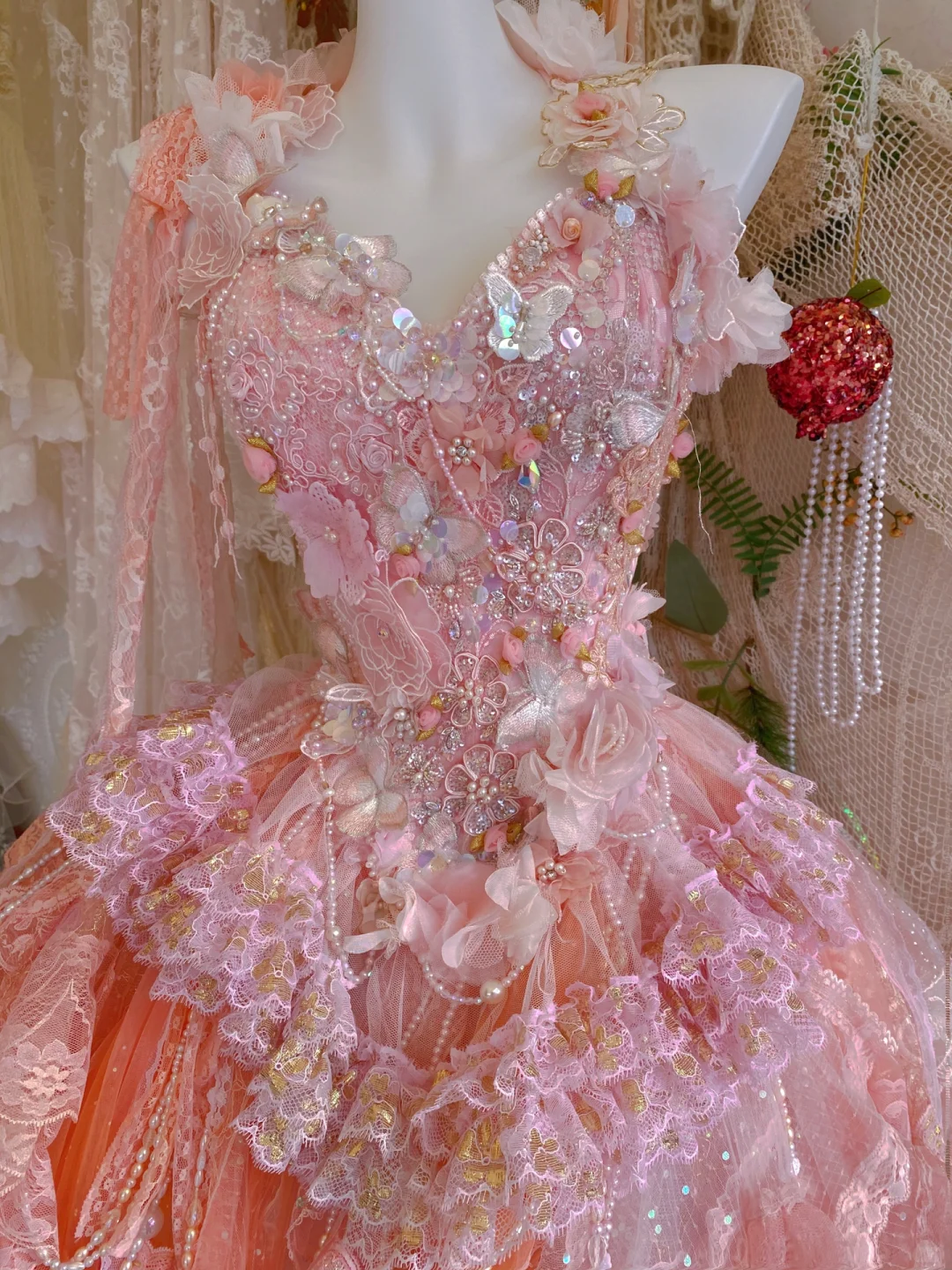 Pink Exquisite A Line Halter Floral Beaded Tulle Short Prom Dress Homecoming Dress DP3765